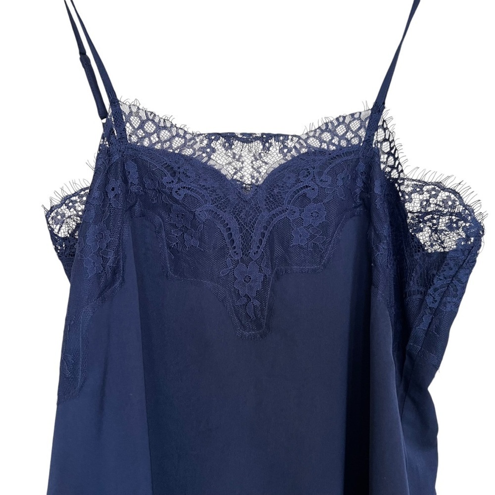 NWT Storia Satin Lace Slip Dress Size Medium in Navy - Picture 3 of 9